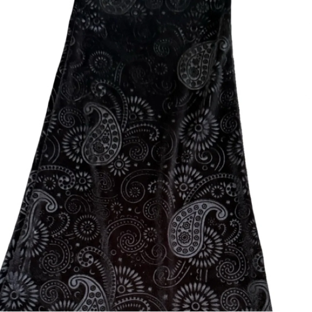 Goth Velvet Boho Gypsy Black Paisley Flare Pants - Picture 6 of 11